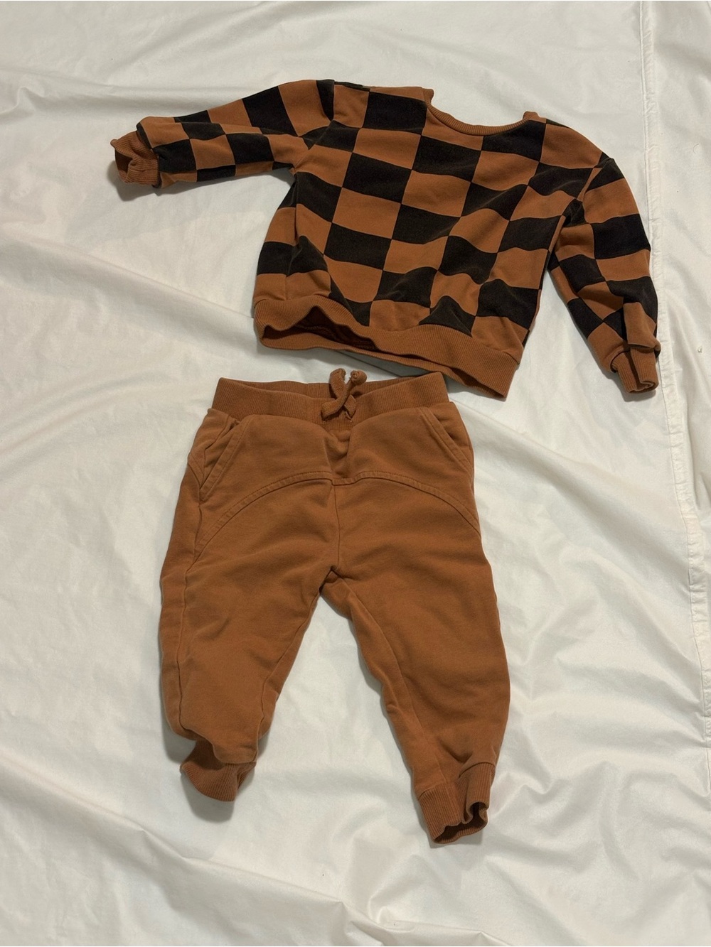 Kids Brown Checker Joggers - Cozy Brown Sweatpants for Toddlers